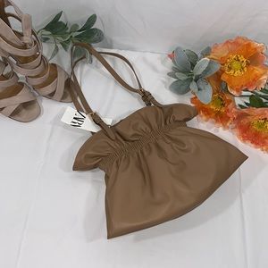 NWT Tan ruffled purse Zara